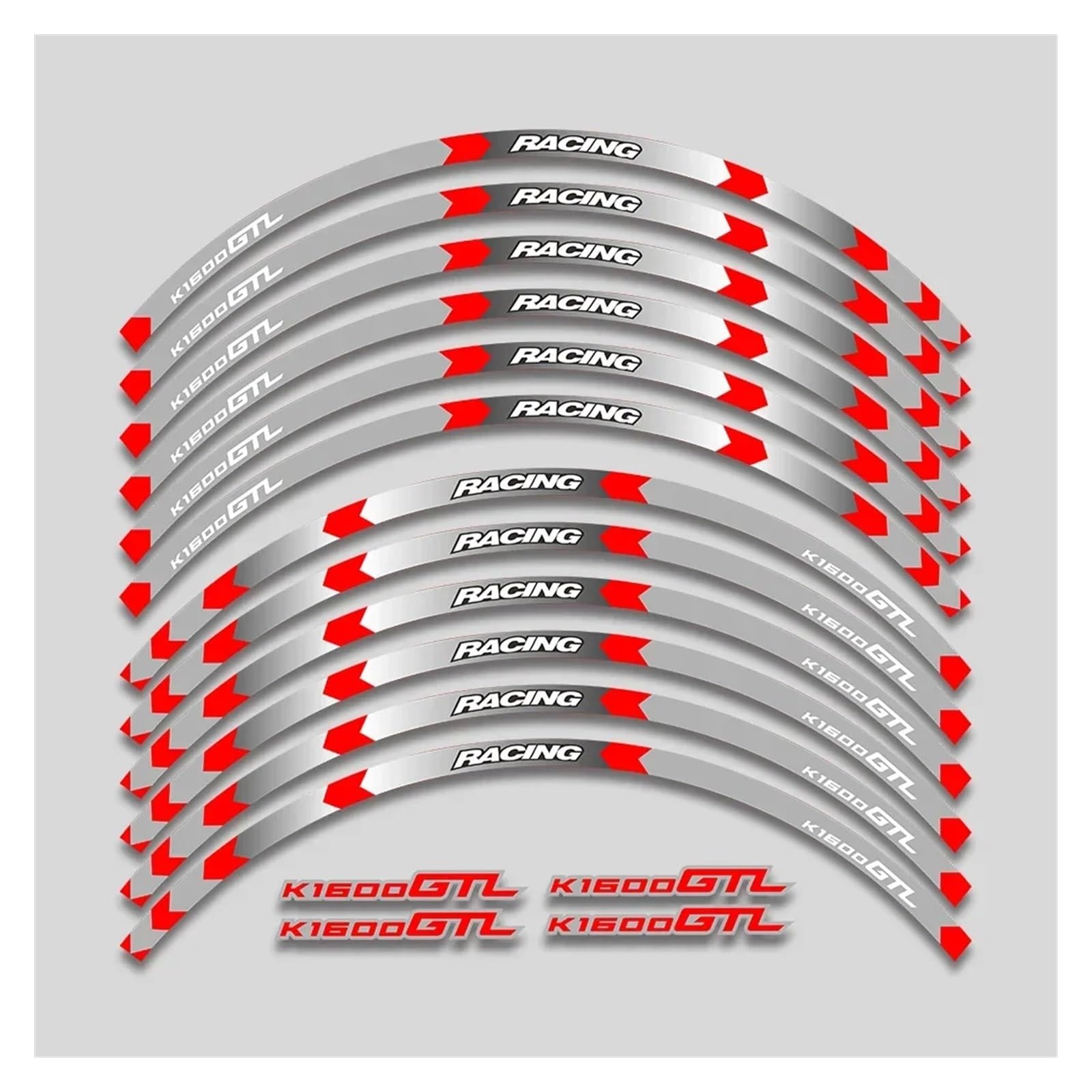 HBJzxlOK Für K1600GTL K1600 K 1600 GTL Motorrad Aufkleber Felge Wasserdicht Dekorative Aufkleber Rad Reflektierende Streifen Band(1L B Red) von HBJzxlOK