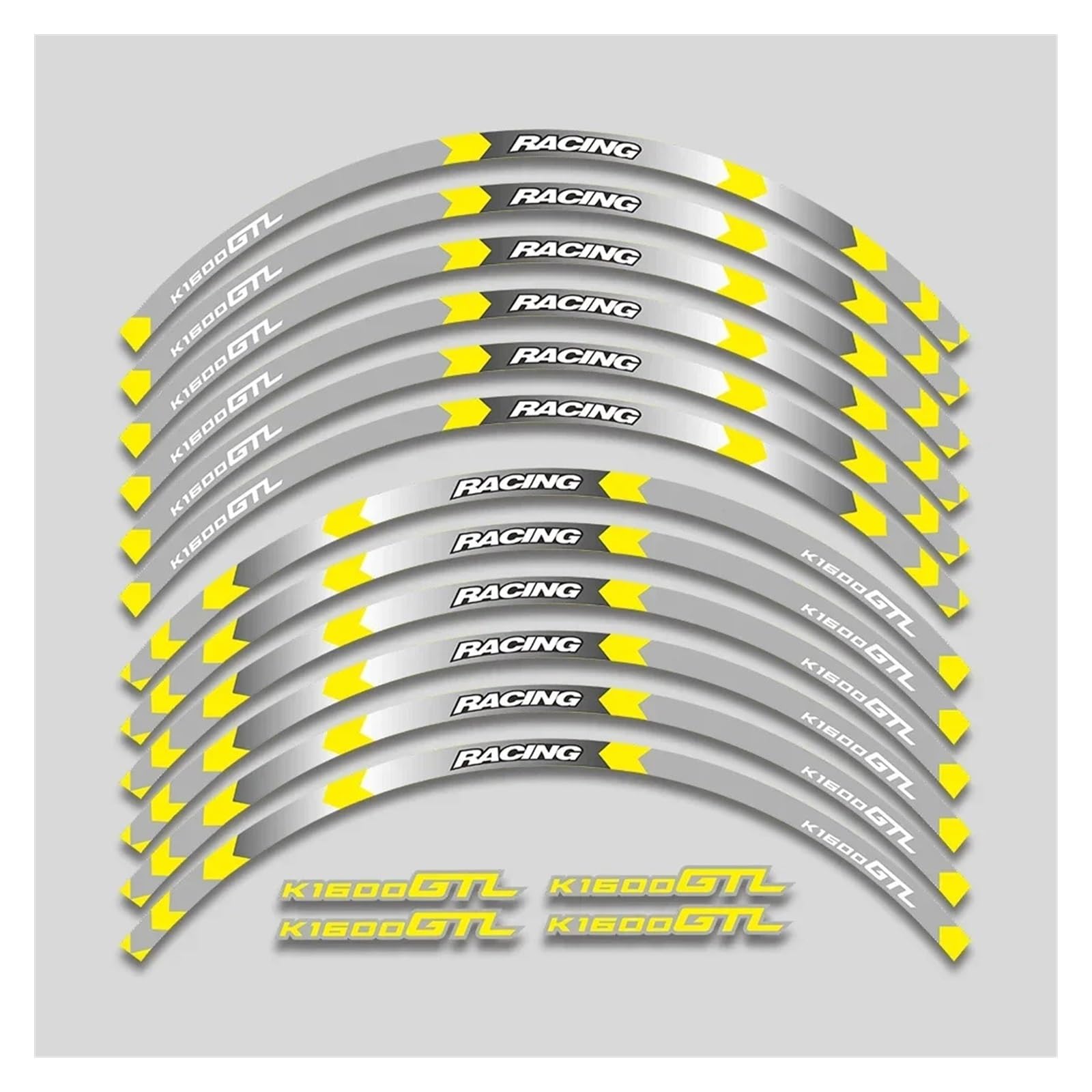 HBJzxlOK Für K1600GTL K1600 K 1600 GTL Motorrad Aufkleber Felge Wasserdicht Dekorative Aufkleber Rad Reflektierende Streifen Band(1L B Yellow) von HBJzxlOK