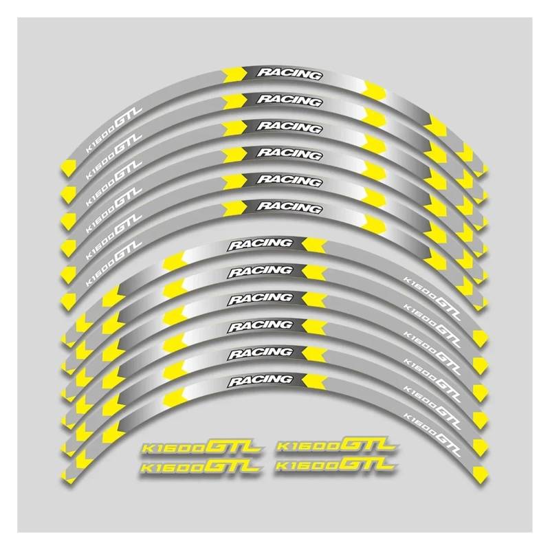 HBJzxlOK Für K1600GTL K1600 K 1600 GTL Motorrad Aufkleber Felge Wasserdicht Dekorative Aufkleber Rad Reflektierende Streifen Band(1L B Yellow) von HBJzxlOK