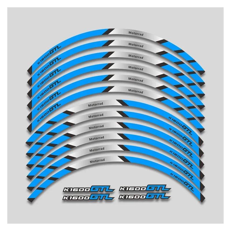 HBJzxlOK Für K1600GTL K1600 K 1600 GTL Motorrad Aufkleber Felge Wasserdicht Dekorative Aufkleber Rad Reflektierende Streifen Band(2LA Bule) von HBJzxlOK