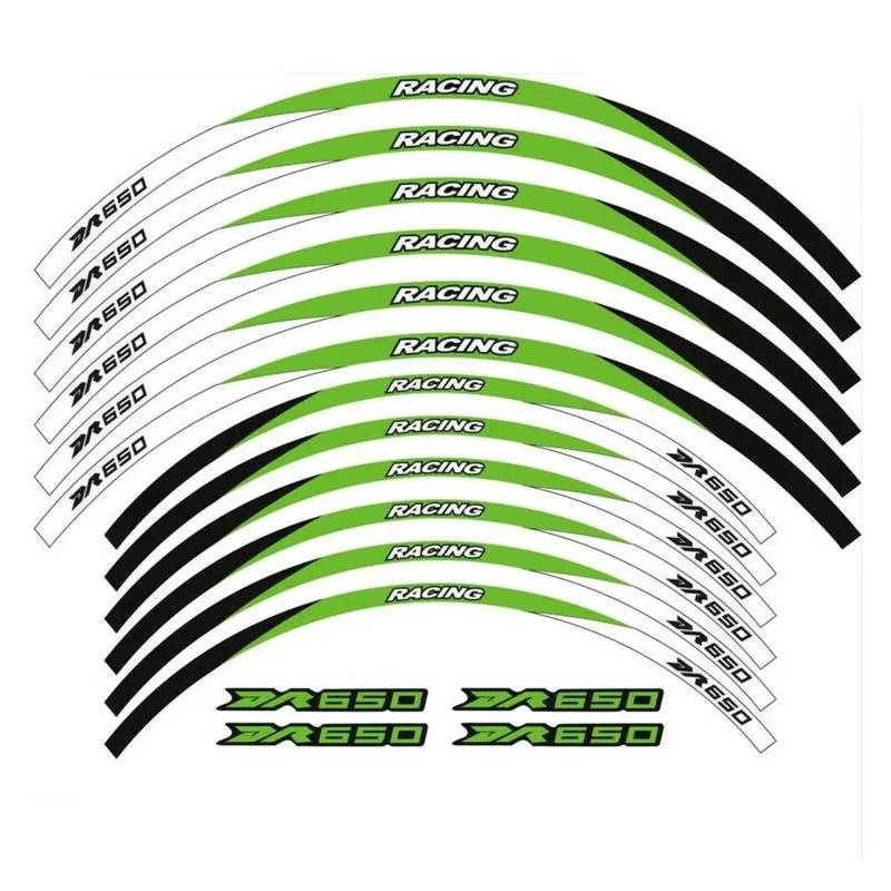 HBJzxlOK Für S&uzuki DR650S DR650SE DR 650S 650SE 650 S SE 21" 18" Radnabe Motorradaufkleber Felgenaufkleber Reflektierender Streifen(Green B) von HBJzxlOK