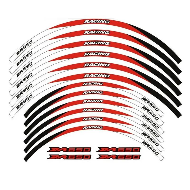 HBJzxlOK Für S&uzuki DR650S DR650SE DR 650S 650SE 650 S SE 21" 18" Radnabe Motorradaufkleber Felgenaufkleber Reflektierender Streifen(Red B) von HBJzxlOK