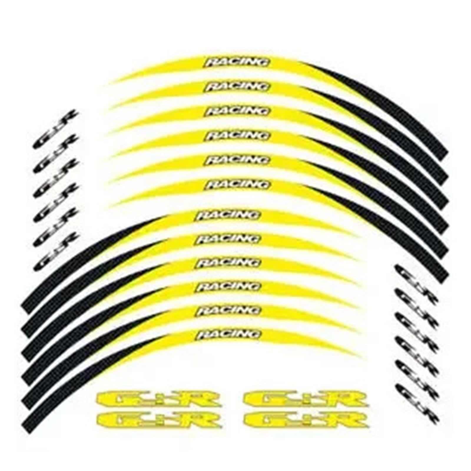 HBJzxlOK Für S&uzuki GSR400 GSR600 GSR750 GSR 400 600 750 17 Zoll Radnabe Motorrad Aufkleber Felgenaufkleber Reflektierende Streifen Set(Yellow B) von HBJzxlOK