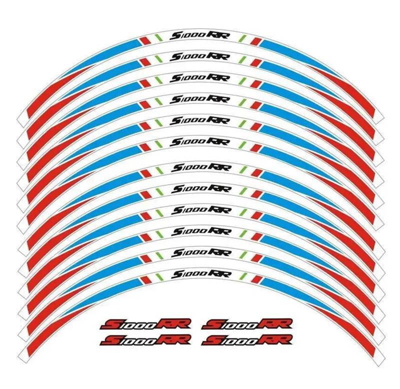 HBJzxlOK Für S1000RR S 1000RR 2009-2022 Motorrad Felge Streifen Decals Band Aufkleber Reflektierende(Color 21) von HBJzxlOK