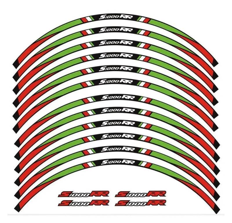 HBJzxlOK Für S1000RR S 1000RR 2009-2022 Motorrad Felge Streifen Decals Band Aufkleber Reflektierende(Color 24) von HBJzxlOK