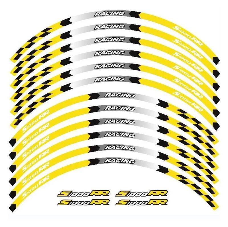 HBJzxlOK Für S1000RR S 1000RR 2009-2022 Motorrad Felge Streifen Decals Band Aufkleber Reflektierende(Color 7) von HBJzxlOK