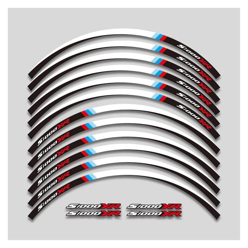 HBJzxlOK Für S1000XR S1000 S 1000 XR 1000xr Motorrad Räder Hub Aufkleber Felge Reflektierende Streifen Dekorative Decals Set(White 3) von HBJzxlOK