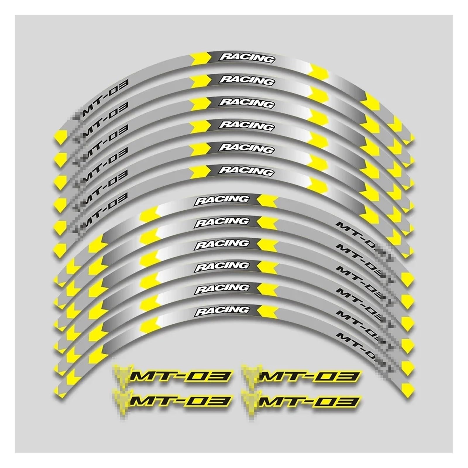 HBJzxlOK Für Y&AMAHA Für MT03 Mt 03 17-Zoll-Motorradaufkleber Räder Nabe Reflektierende Streifen Felgenreifen Dekorative Abziehbilder Klebebandsatz(1 Style B Yellow) von HBJzxlOK