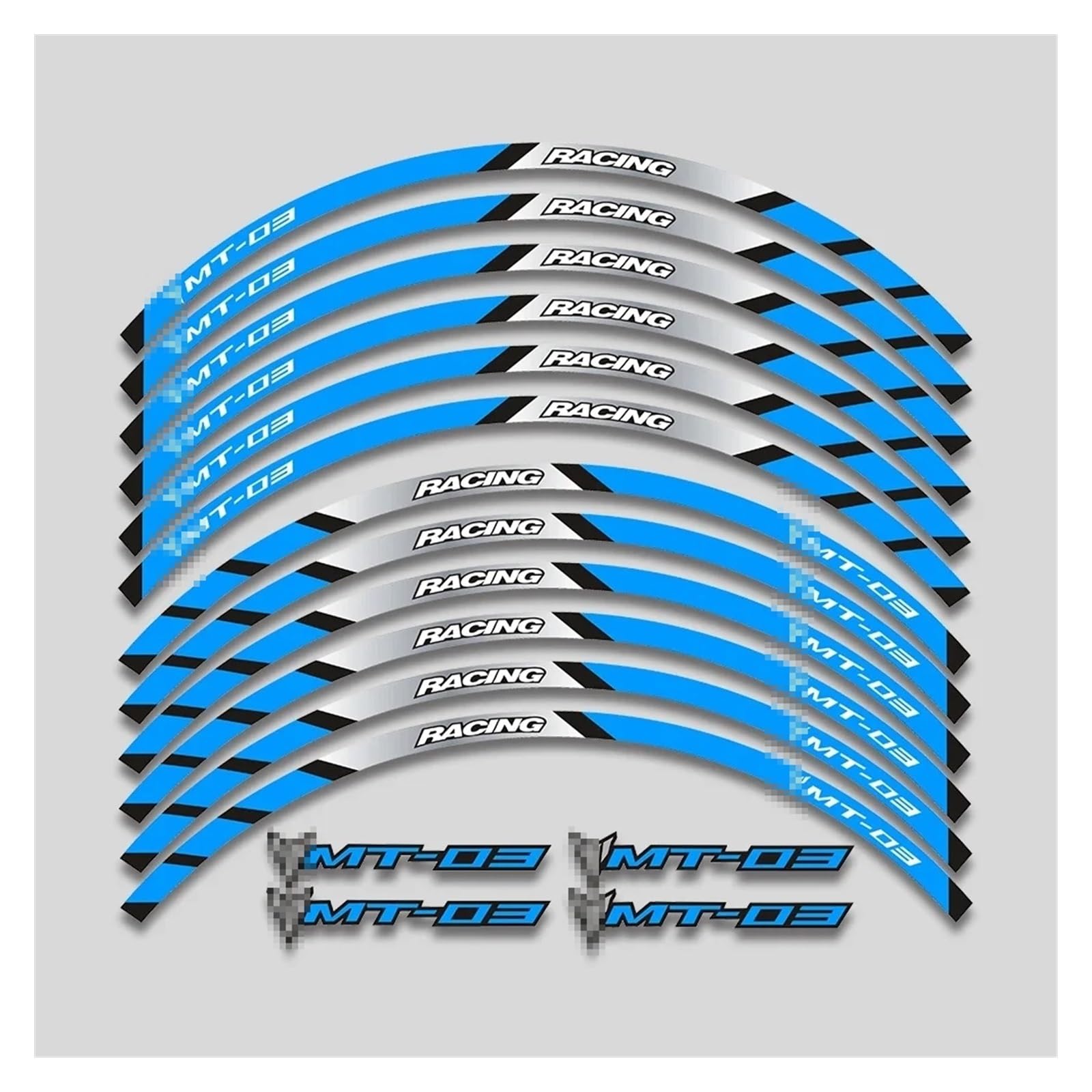 HBJzxlOK Für Y&AMAHA Für MT03 Mt 03 17-Zoll-Motorradaufkleber Räder Nabe Reflektierende Streifen Felgenreifen Dekorative Abziehbilder Klebebandsatz(2 Style A Bule) von HBJzxlOK