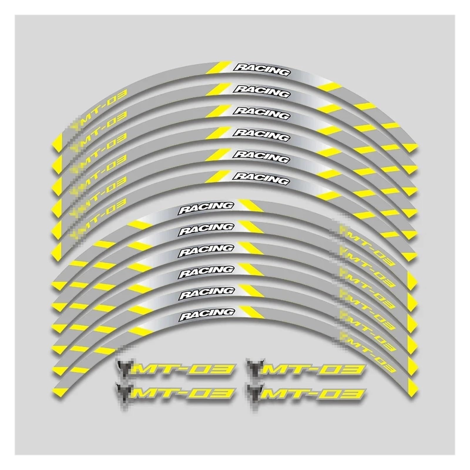 HBJzxlOK Für Y&AMAHA Für MT03 Mt 03 17-Zoll-Motorradaufkleber Räder Nabe Reflektierende Streifen Felgenreifen Dekorative Abziehbilder Klebebandsatz(2 Style B Yellow) von HBJzxlOK