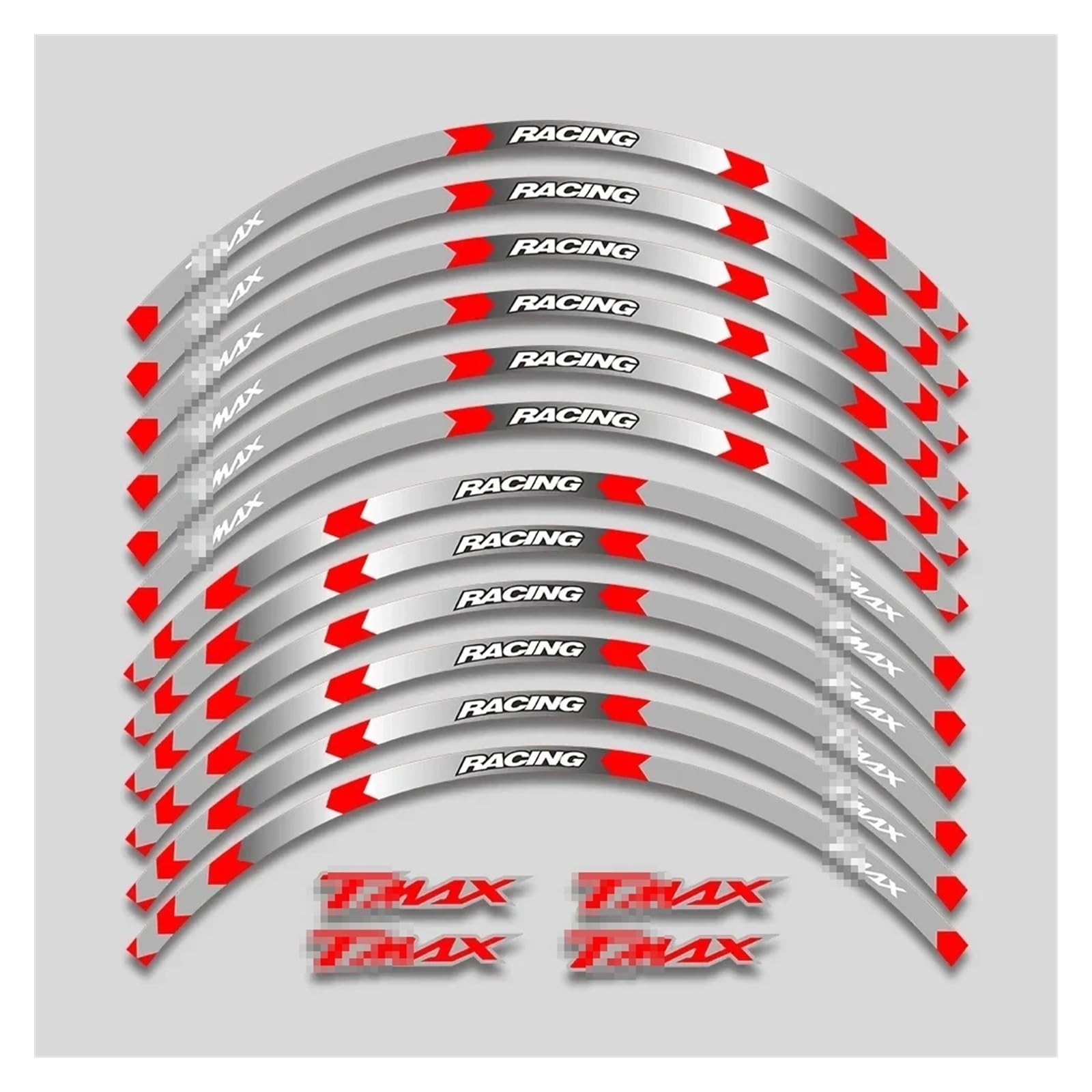 HBJzxlOK Für Y&AMAHA Für T Max Für TMAX 500 530 560 Für TMAX500 TMAX530 Tmax560 15'' Motorradfelgenaufkleber Abziehbilder Aufkleber Radstreifen Klebeband-Kit(1 Style B Red) von HBJzxlOK