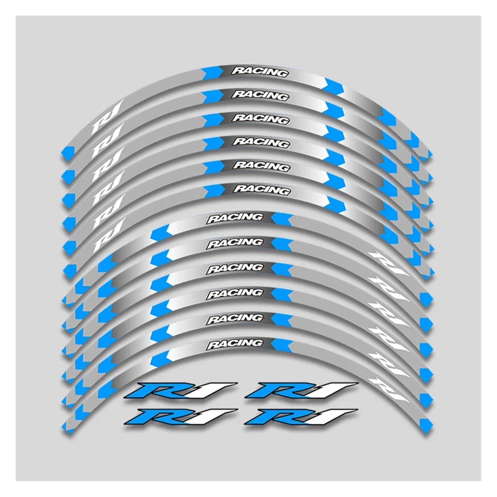 HBJzxlOK Für Y&Amaha Für YZFR1 Für YZF R1 Motorrad 17-Zoll-Radnabenaufkleber Reflektierende Streifen Reifen Wasserdichtes dekoratives Abziehbildband(1 Style B Bule) von HBJzxlOK