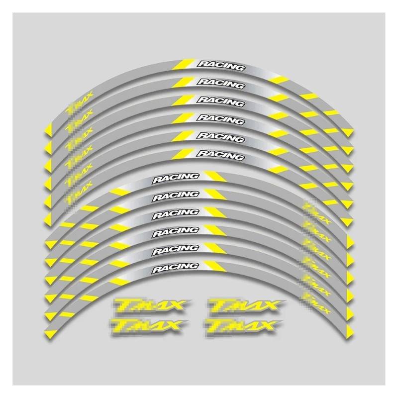 HBJzxlOK Für Y&amaha Für TMAX500 Für TMAX530 Für TMax560 Für TMAX 500 530 560 15'' Motorradräder Reflektierende Streifen Aufkleber Felgenaufkleber Tape Kit(Yellow C2) von HBJzxlOK