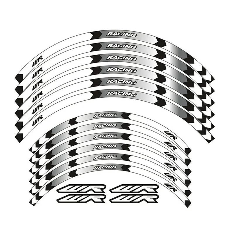 HBJzxlOK Für Y&amaha WR250R WR250F WR450F WR 250R 250F 450F 2001–2020 21 Zoll 18 Zoll Motorrad-Nabenräder, reflektierende Streifen, Aufkleber, Felgenaufkleber, Klebeband-Set(White A1) von HBJzxlOK