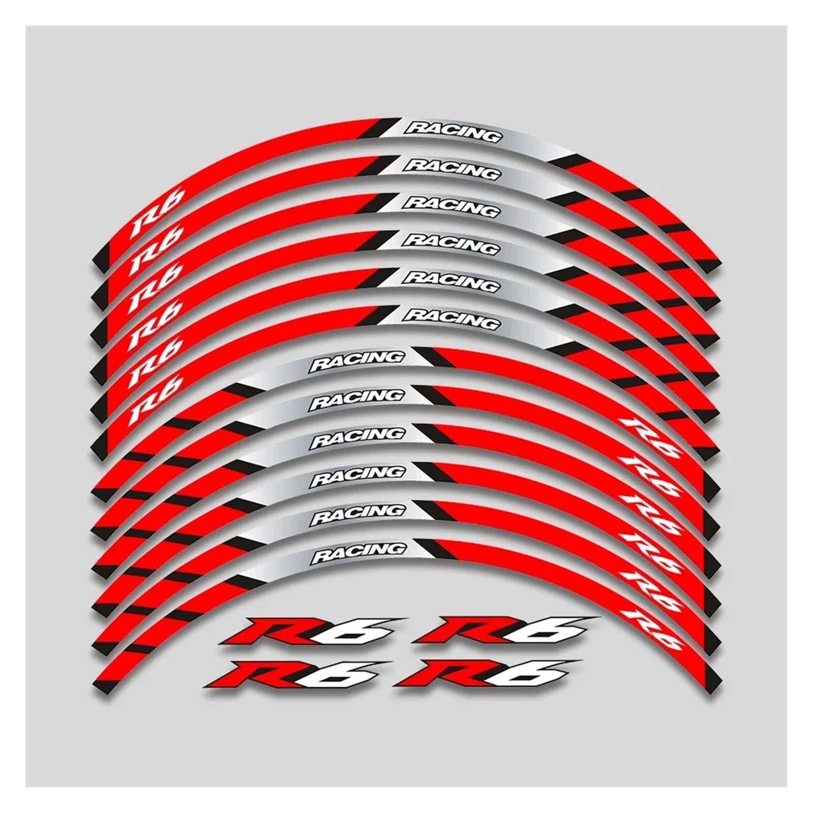 HBJzxlOK Für Y&amaha YZF R6 YZFR6 17 Zoll Motorradräder Nabenaufkleber Reflektierende Streifen Reifen Dekorative Aufkleber Klebebandset(2 Style A Red) von HBJzxlOK