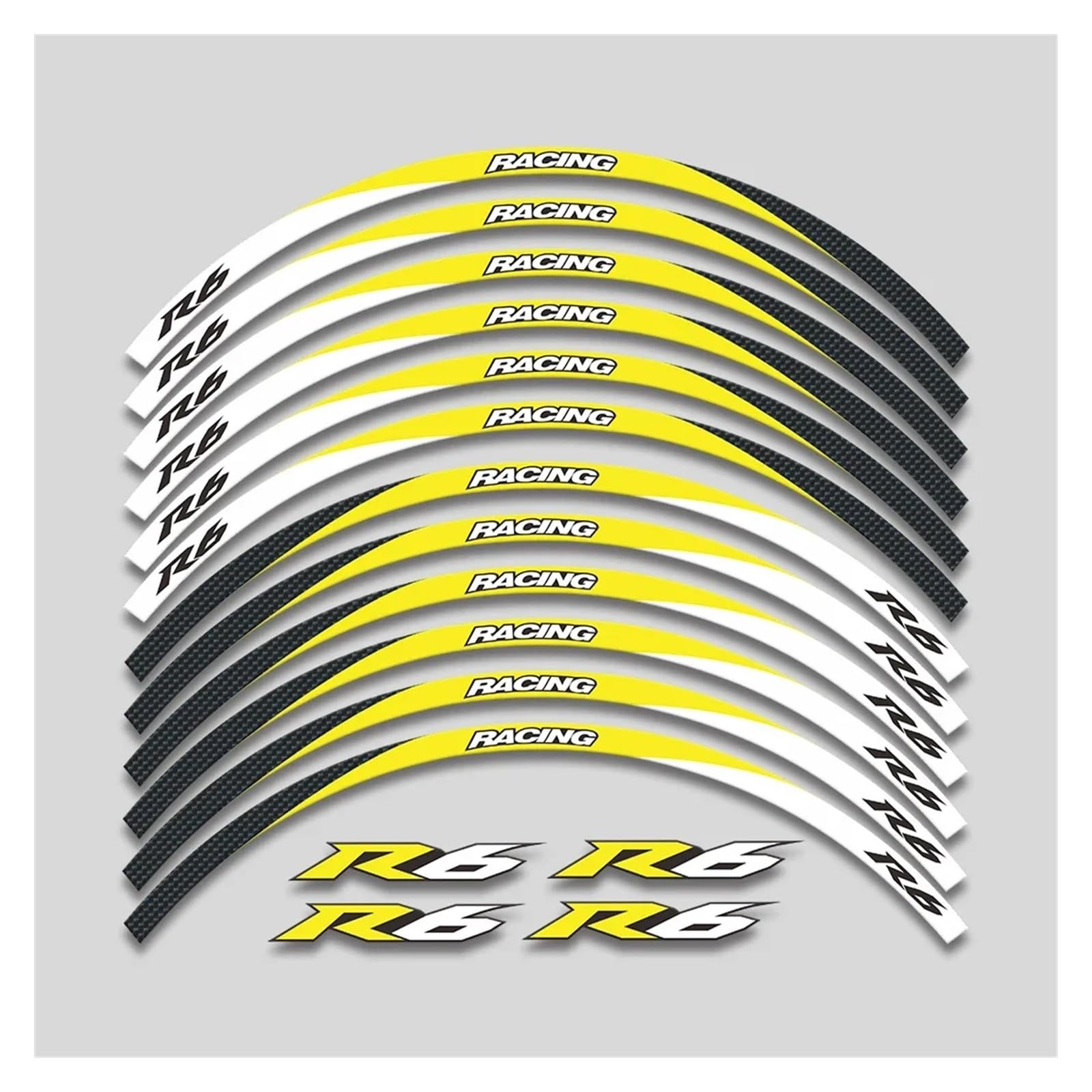 HBJzxlOK Für Y&amaha YZF R6 YZFR6 17 Zoll Motorradräder Nabenaufkleber Reflektierende Streifen Reifen Dekorative Aufkleber Klebebandset(3 Style A Yellow) von HBJzxlOK