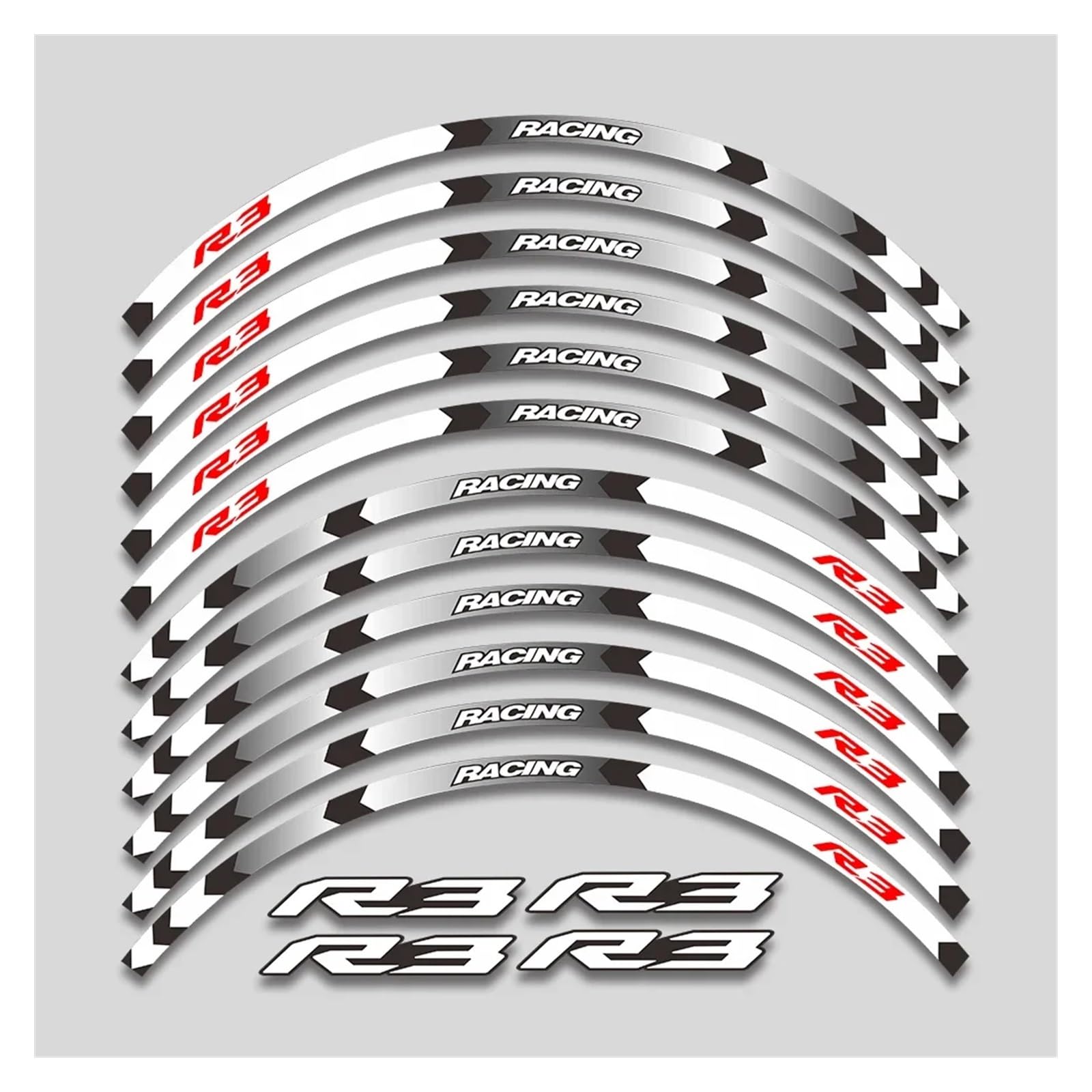 HBJzxlOK Für Y&amaha YZFR3 YZF R3 Motorrad 17 Zoll Räder Nabenaufkleber Reflektierende Streifen Felge Reifen Dekorative Aufkleber Klebeband Kit(1 Style A White) von HBJzxlOK