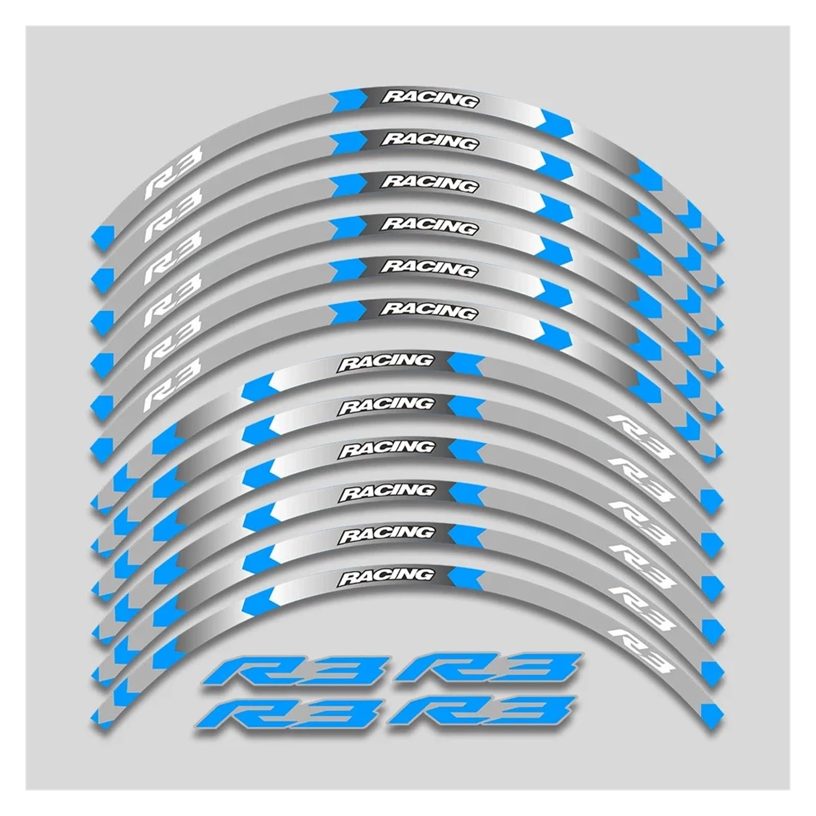 HBJzxlOK Für Y&amaha YZFR3 YZF R3 Motorrad 17 Zoll Räder Nabenaufkleber Reflektierende Streifen Felge Reifen Dekorative Aufkleber Klebeband Kit(1 Style B Bule) von HBJzxlOK