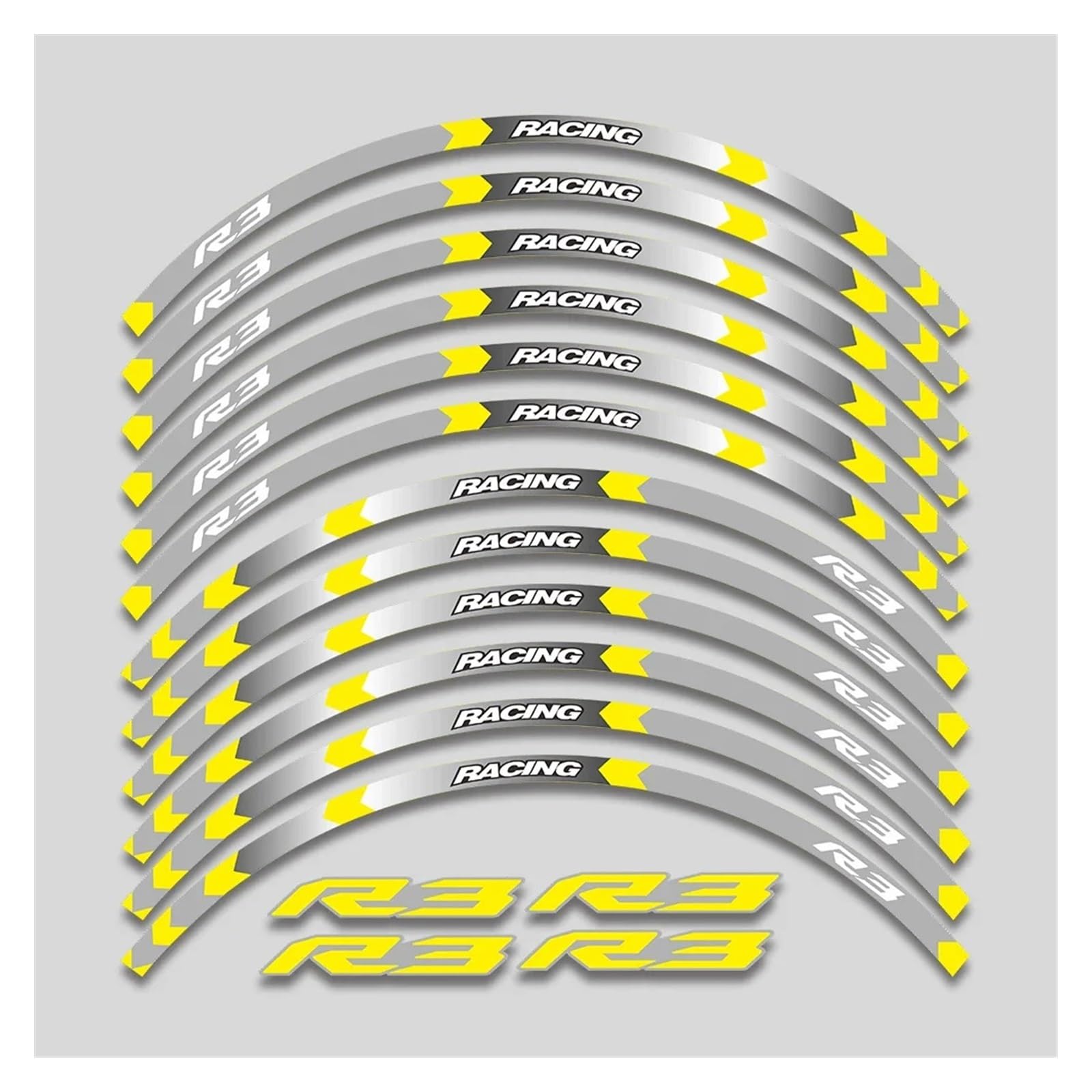 HBJzxlOK Für Y&amaha YZFR3 YZF R3 Motorrad 17 Zoll Räder Nabenaufkleber Reflektierende Streifen Felge Reifen Dekorative Aufkleber Klebeband Kit(1 Style B Yellow) von HBJzxlOK