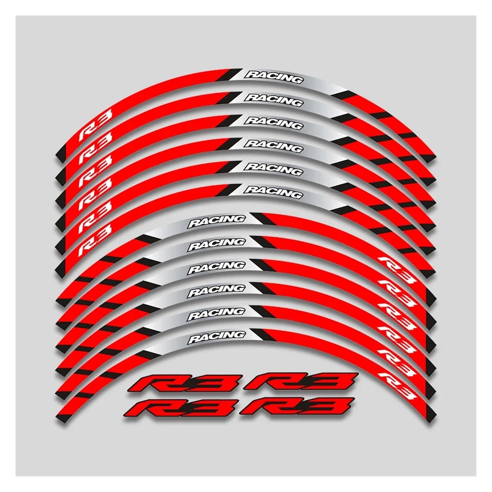 HBJzxlOK Für Y&amaha YZFR3 YZF R3 Motorrad 17 Zoll Räder Nabenaufkleber Reflektierende Streifen Felge Reifen Dekorative Aufkleber Klebeband Kit(2 Style A Red) von HBJzxlOK