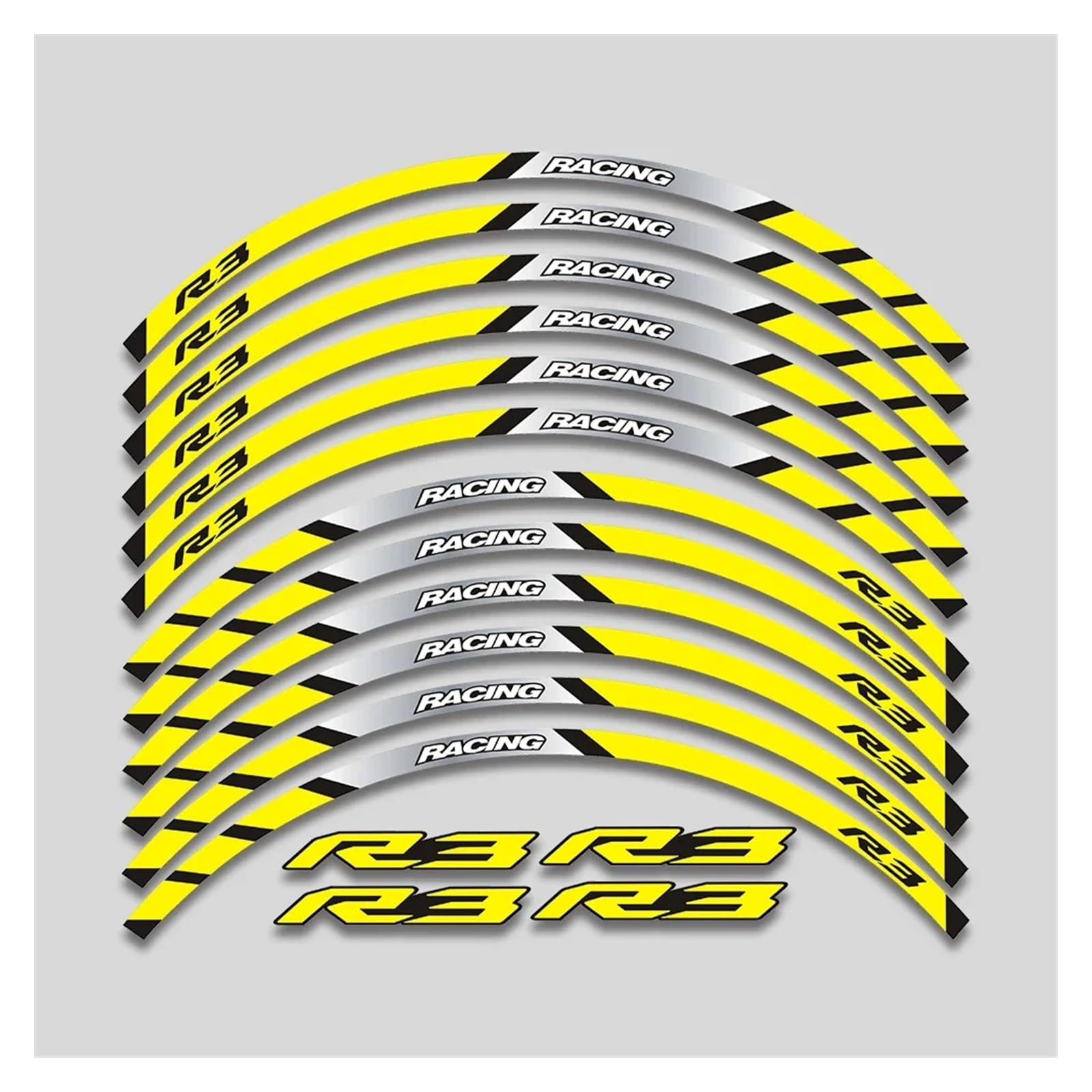 HBJzxlOK Für Y&amaha YZFR3 YZF R3 Motorrad 17 Zoll Räder Nabenaufkleber Reflektierende Streifen Felge Reifen Dekorative Aufkleber Klebeband Kit(2 Style A Yellow) von HBJzxlOK