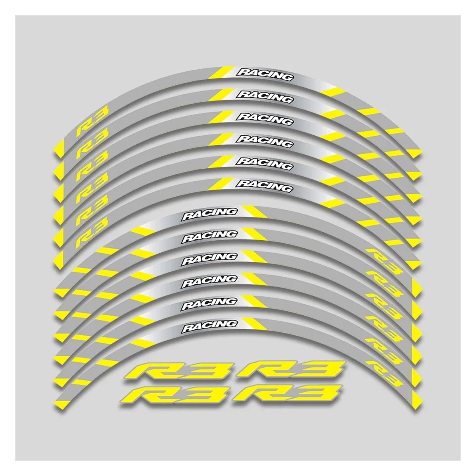 HBJzxlOK Für Y&amaha YZFR3 YZF R3 Motorrad 17 Zoll Räder Nabenaufkleber Reflektierende Streifen Felge Reifen Dekorative Aufkleber Klebeband Kit(2 Style B Yellow) von HBJzxlOK