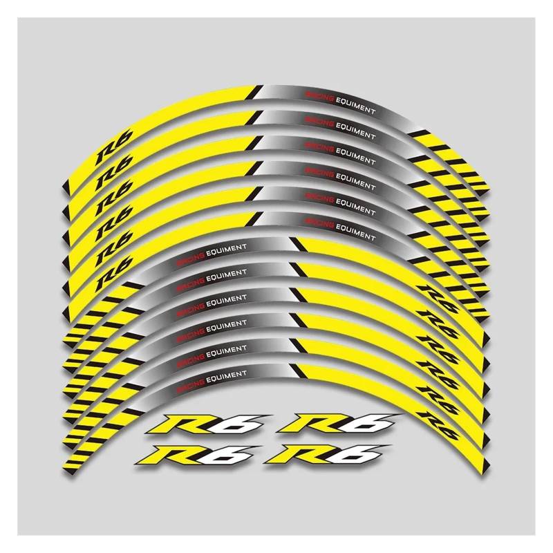 HBJzxlOK Für Y&amaha YZFR6 YZF R6 17 Zoll Motorrad Aufkleber Räder Nabe Reflektierende Streifen Felge Reifen Dekorative Aufkleber Band(Yellow) von HBJzxlOK