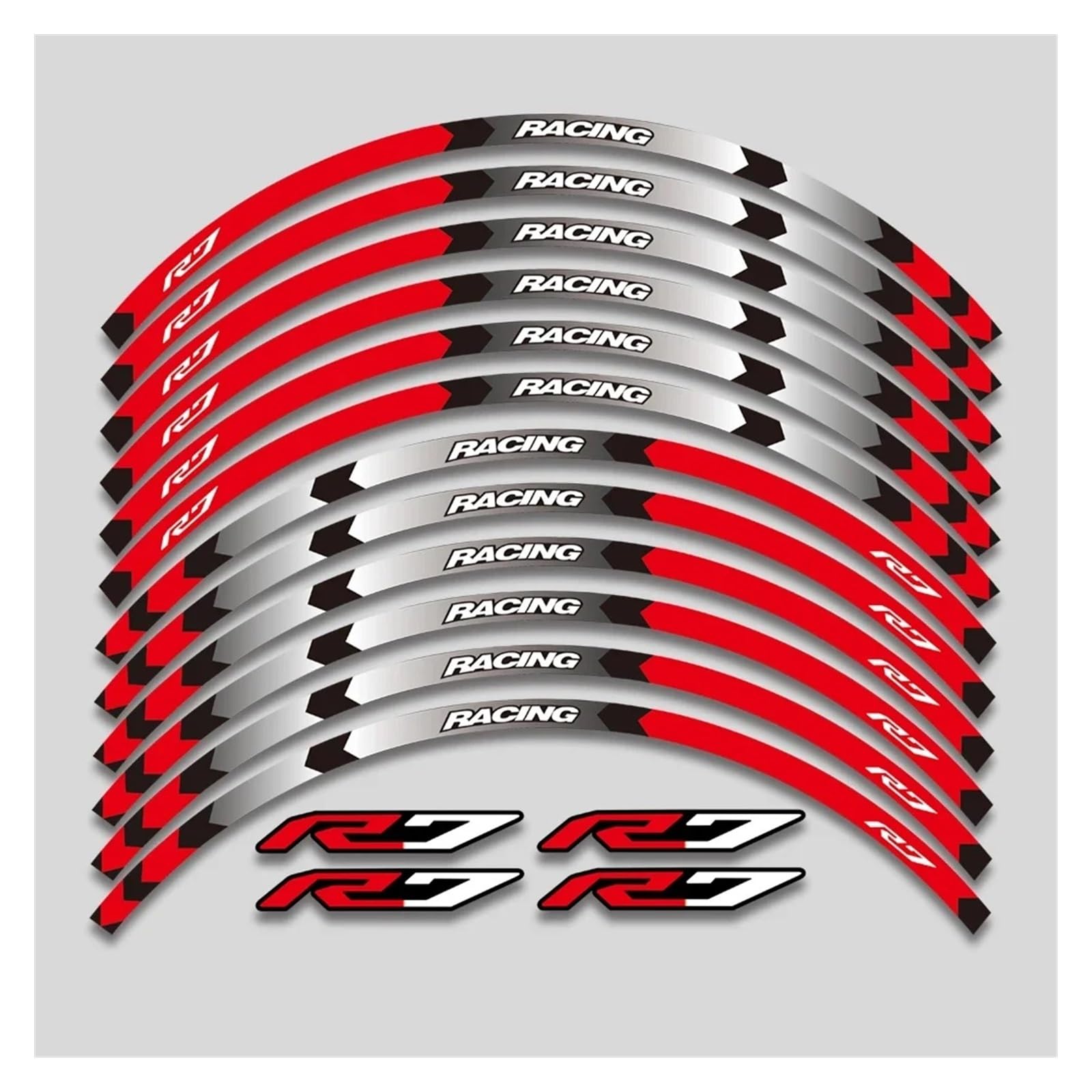 HBJzxlOK Für Y&amaha YZFR7 YZF R7 2022 2023 Motorrad Aufkleber Felge Dekorative Abziehbilder Räder Nabe Reflektierendes Streifenband Kit(1 Style A Red) von HBJzxlOK