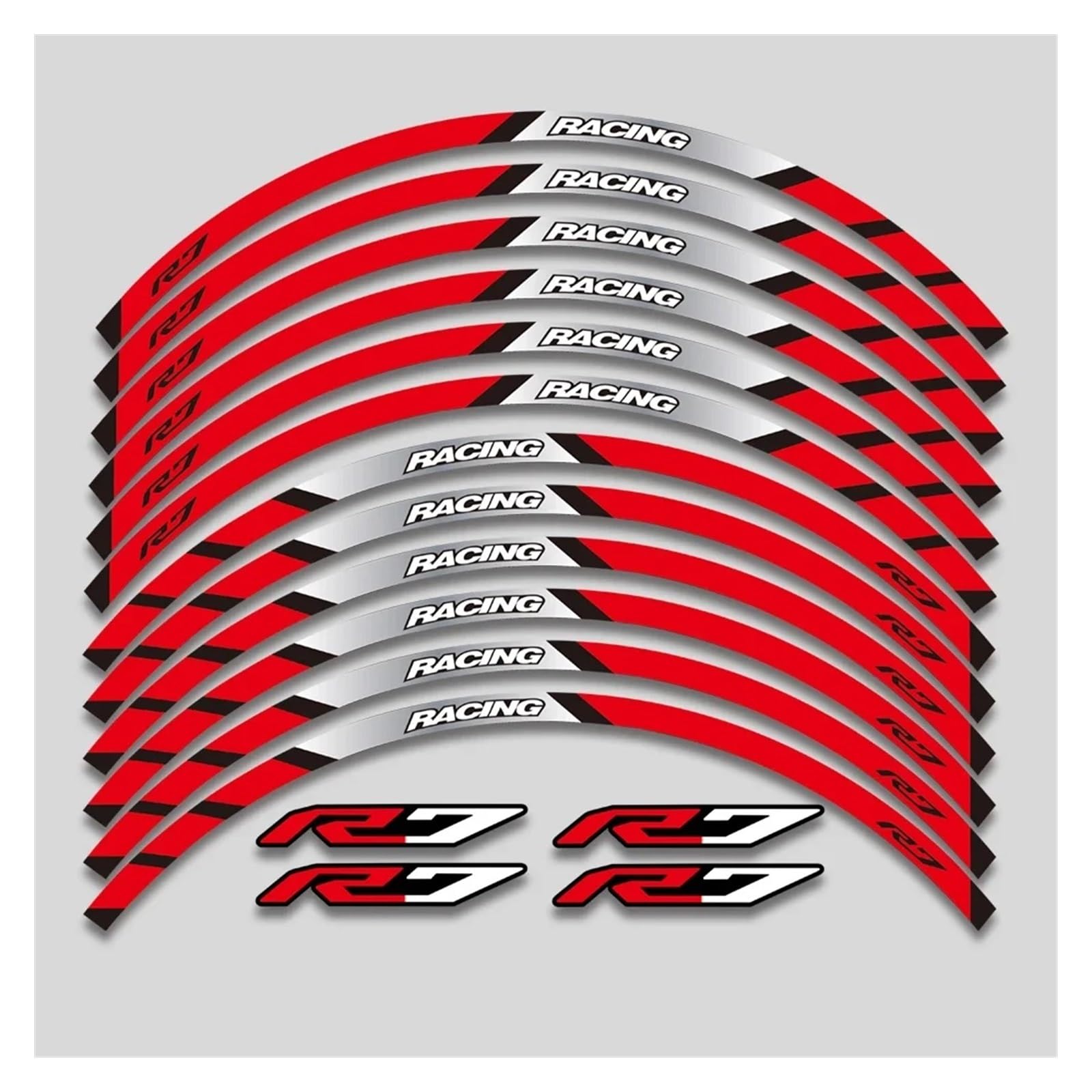 HBJzxlOK Für Y&amaha YZFR7 YZF R7 2022 2023 Motorrad Aufkleber Felge Dekorative Abziehbilder Räder Nabe Reflektierendes Streifenband Kit(2 Style A Red) von HBJzxlOK