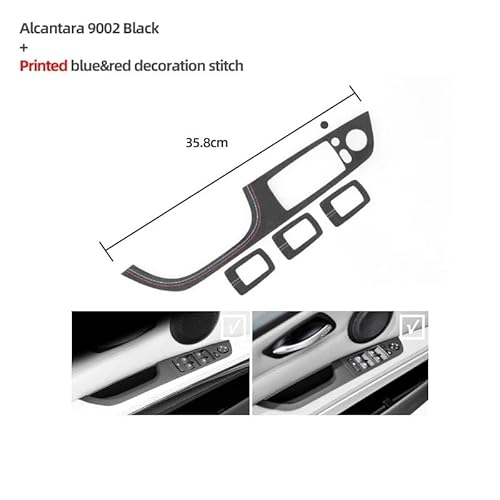 Glasheber-Taste Controller für Autotür-Armlehnen-Fenster-Schalttafel-Aufkleber, Zierleiste, passend for BMW E90 E91 E92 E93 325 2005–2012, aus Alcantara-Zubehör(Suede A LHD) von HBUXGF