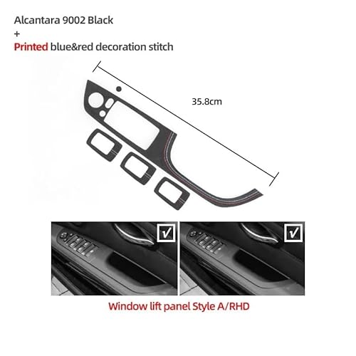 Glasheber-Taste Controller für Autotür-Armlehnen-Fenster-Schalttafel-Aufkleber, Zierleiste, passend for BMW E90 E91 E92 E93 325 2005–2012, aus Alcantara-Zubehör(Suede A RHD) von HBUXGF