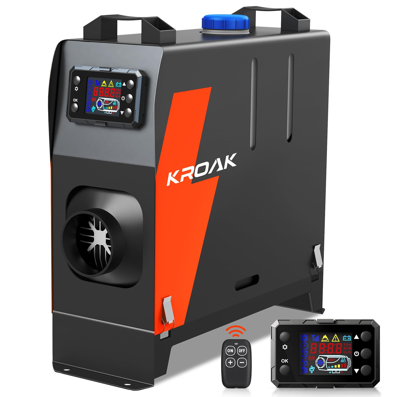 (KROAK)12V/24V Standheizung Diesel, 8KW Luft Dieselheizung, 0,15-0,44 L/h Air Diesel Heizung mit Fernbedienung, Tragbare All in One Diesel Heater für Auto RV LKW Wohnmobil von HCALORY