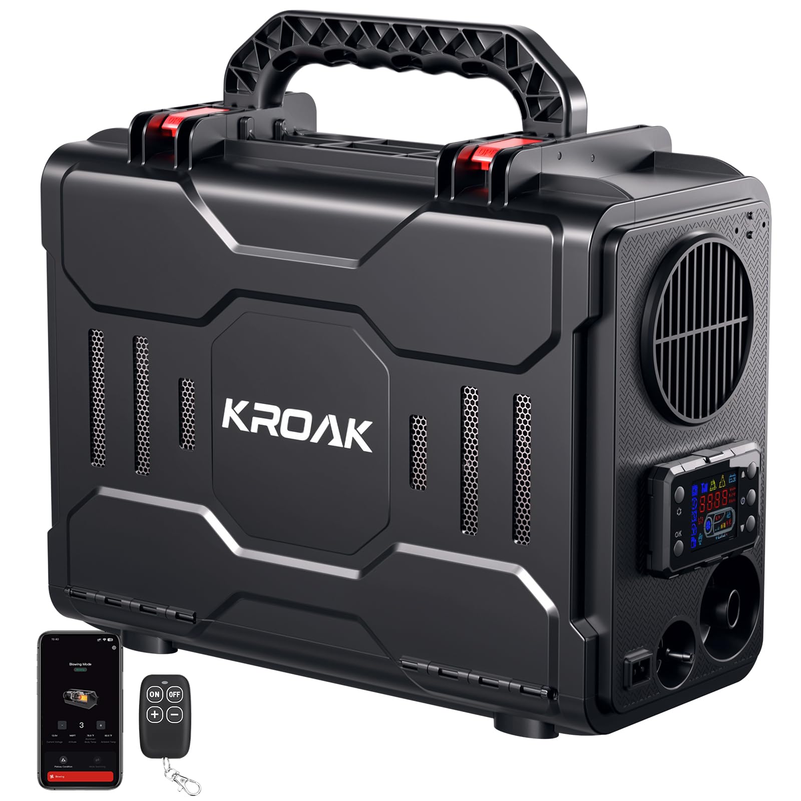 HCALORY (KROAK) 12V/24V Tragbare Diesel-Standheizung, 8KW All-in-One Diesel Luftheizung, Bluetooth APP-Steuerung und LCD-Display für Autos, LKWs, Boote, Busse und Wohnmobile von HCALORY