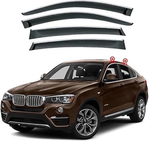 4 Stück Auto Windabweiser Regenabweiser für BMW X4 F26 2013-2017, Autofenster Regenschutz Sonnenschutz von HCELET