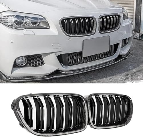 Auto Kühlergrill für BMW 5er F10 F11 M5 2010–2016, Grill Schwarz Glänzend Doppel-Lamellen Grill Front Doppel Rippen Grill Kühlergrill Links Rech von HCELET