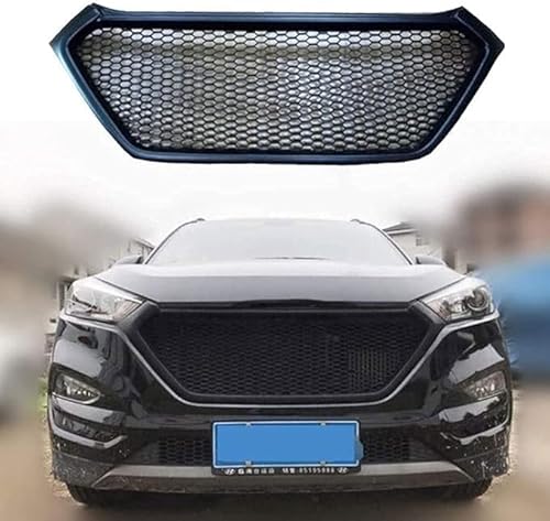 Auto Kühlergrill für Hyundai Tucson 2015-2018, Grill Schwarz Glänzend Doppel-Lamellen Grill Front Doppel Rippen Grill Kühlergrill Links Rech von HCELET