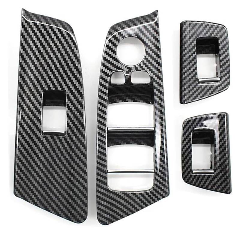 Autotürgriff Innenraum Für 5er M5 G30 G31 F90 525 528 2017-2020 RHD Auto Vorne Hinten Tür Fensterheber Schalter Panel Abdeckung Trim(Carbon 4pcs Set) von HCKCLMBMZW