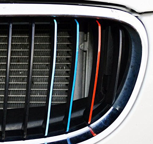 HCL Handycop® Nierenaufkleber - Reflektierend - für jeden BMW Kühlergrill - Performance M - Breite: 2-7 mm - Länge: 21 cm - Hellblau/Blau/Rot von HCL