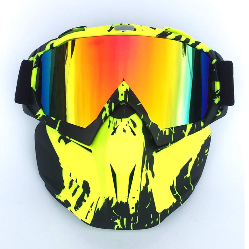 HCMAX Motorrad Schutzbrillen Brille Abnehmbare Gesichtsmaske Helm Nebelfest Winddicht Fahrradbrille zum Offroad Reiten Passen Männer Frau von HCMAX