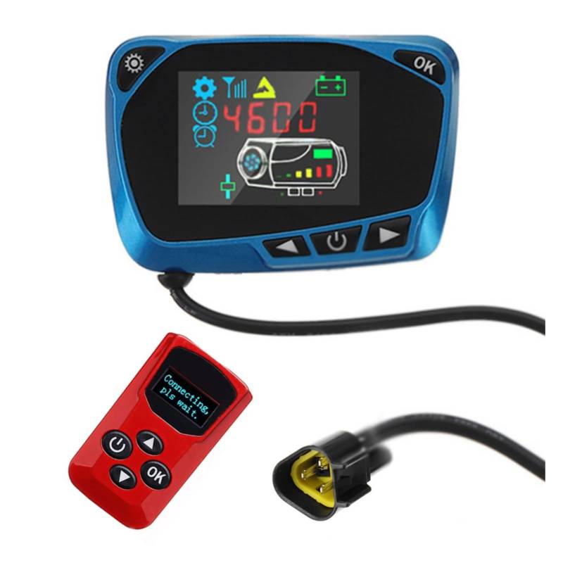 HCPGBGLBTF 1. 2V / 24V LCD Display Thermostat Monitor Switch + Fernbedienung Zubehör for 5kw / 8kw Auto Heizung Parkplatz Dieselhitzer Heizungsteile und Zubehör(Red LCD Blue Remote) von HCPGBGLBTF