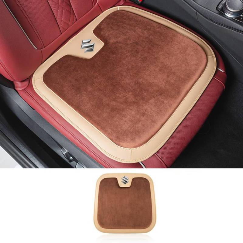 HCXYSZLB Auto Sitzbezüge Sets für Suzuki Alto Combi Every Jimny CELERIO, Winter Warme Sitzbezug Autositzbezüge Dicken Auto Sitzauflage Sitzschoner Sitzauflagen Innenraum Zubehör,A-Beige+Brown von HCXYSZLB