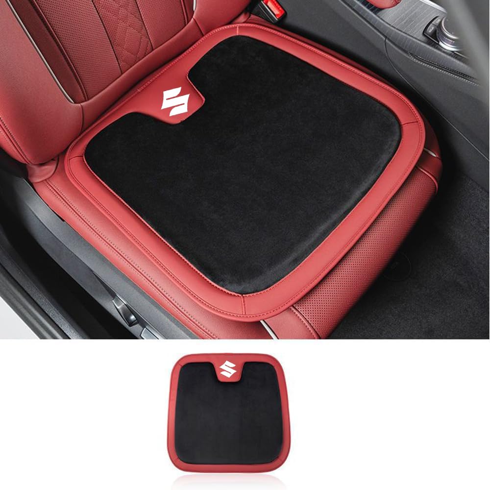 HCXYSZLB Auto Sitzbezüge Sets für Suzuki Grand Vitara XL-7 Samurai Sidekick SX4, Winter Warme Sitzbezug Autositzbezüge Dicken Auto Sitzauflage Sitzschoner Sitzauflagen Innenraum Zubehör,A-Black+Red von HCXYSZLB