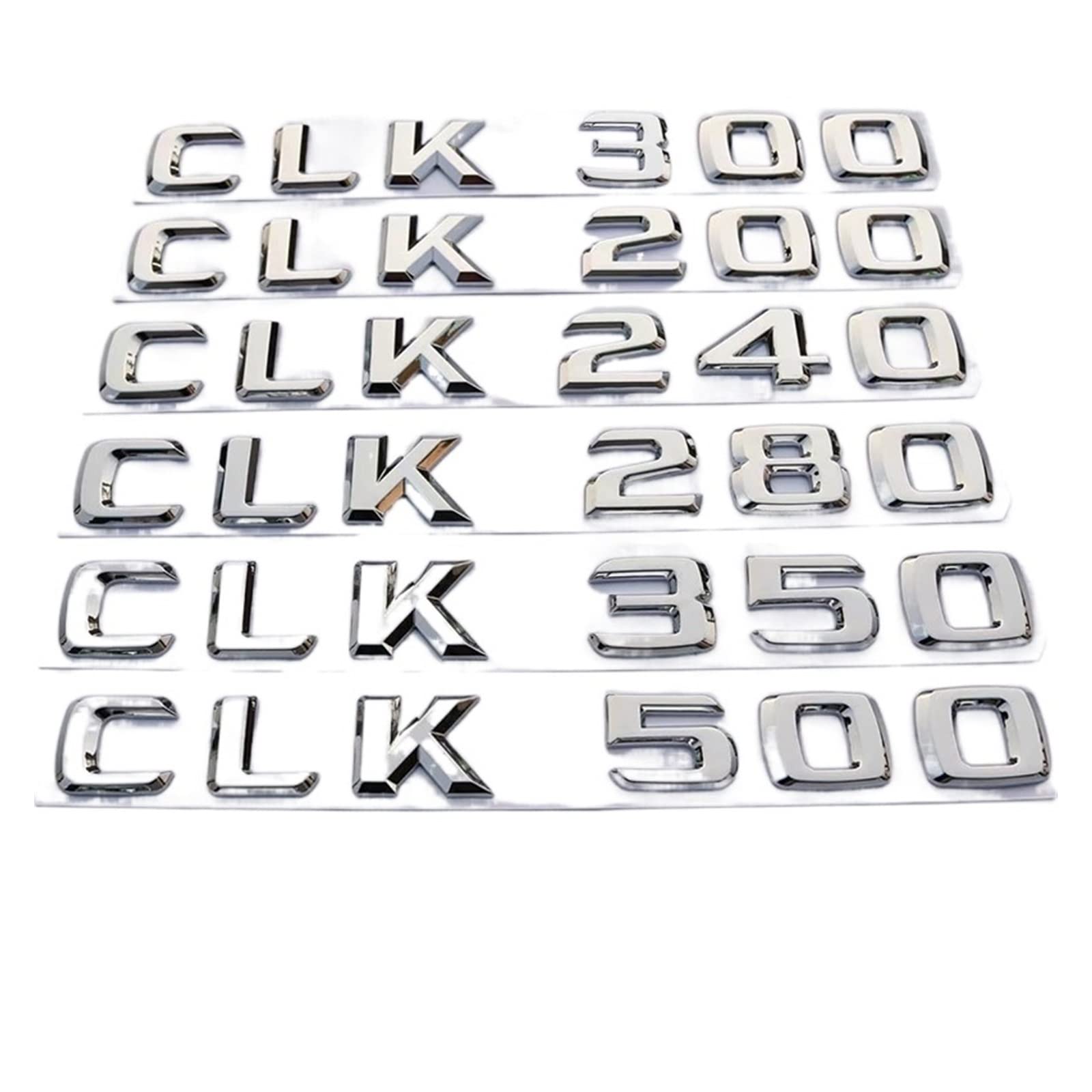 HCZION ABS Fit for Mercedes Fit for Benz CLK500 CLK63 CLK200 CLK220 CLK280 CLK320 CLK350 Brief Auto Kofferraum Emblem Abzeichen Aufkleber Auto Emblem Briefe (Color : Chrome Silver, Size : CLK500) von HCZION