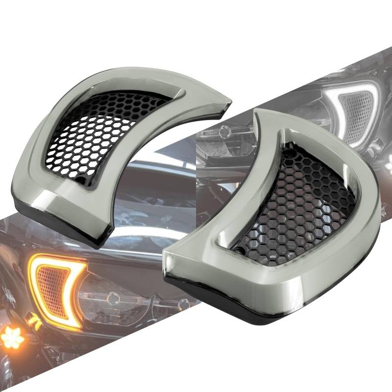 HCmotorku Motorrad Blinker Scheinwerfer Motorrad LED Seitenlichter Entlüftungslicht Blinker Tagfahrverkleidung, geeignet für Harley Touring Road Glide 2015-2023 Klare Lampenabdeckung von HCmotorku