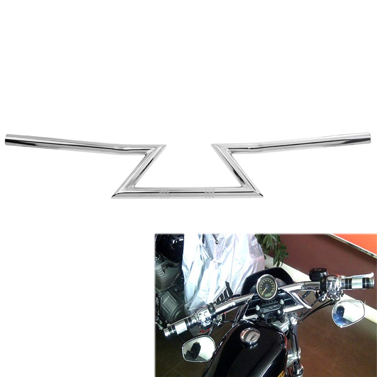 HCmotorku Motorrad-Lenker Universal Z Drag Bar 2,5 cm 25 mm passend für Harley Chrom von HCmotorku