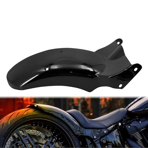 HCmotorku Motorrad-Schutzblech mit LED, Blinker, Bremslicht, kurzes Schutzblech, Rücklicht, passend für Harley Softail Fat Boy 114 107 FXDR 2018–2023, Schwarz von HCmotorku