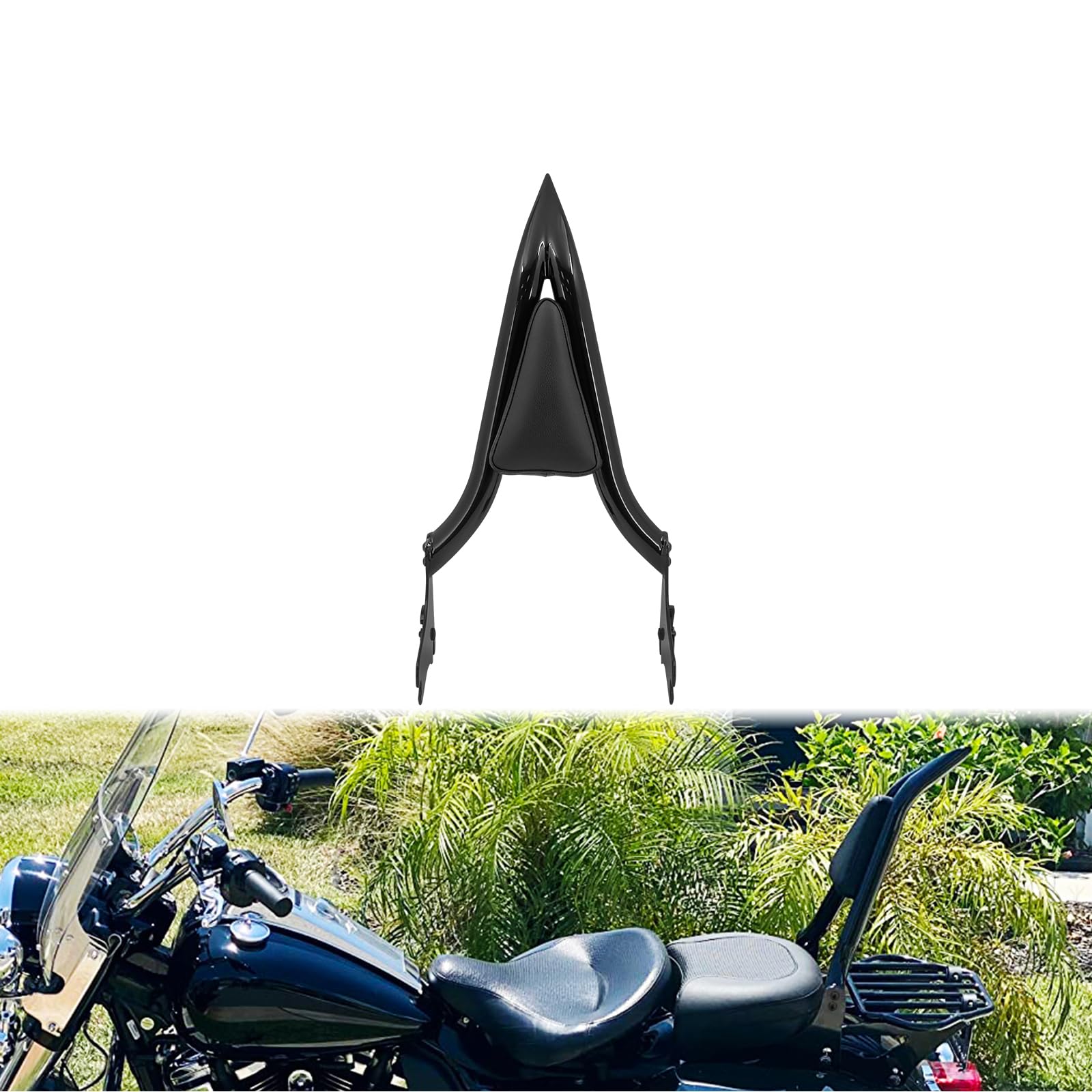 HCmotorku Sissy Bar Motorrad hinten Beifahrer Rückenlehne W/Kissen Pad Abnehmbare Motorrad Fit für Harley Touring Road King Street Glide Road Glide Electra Glide 1997-2008 Schwarz von HCmotorku