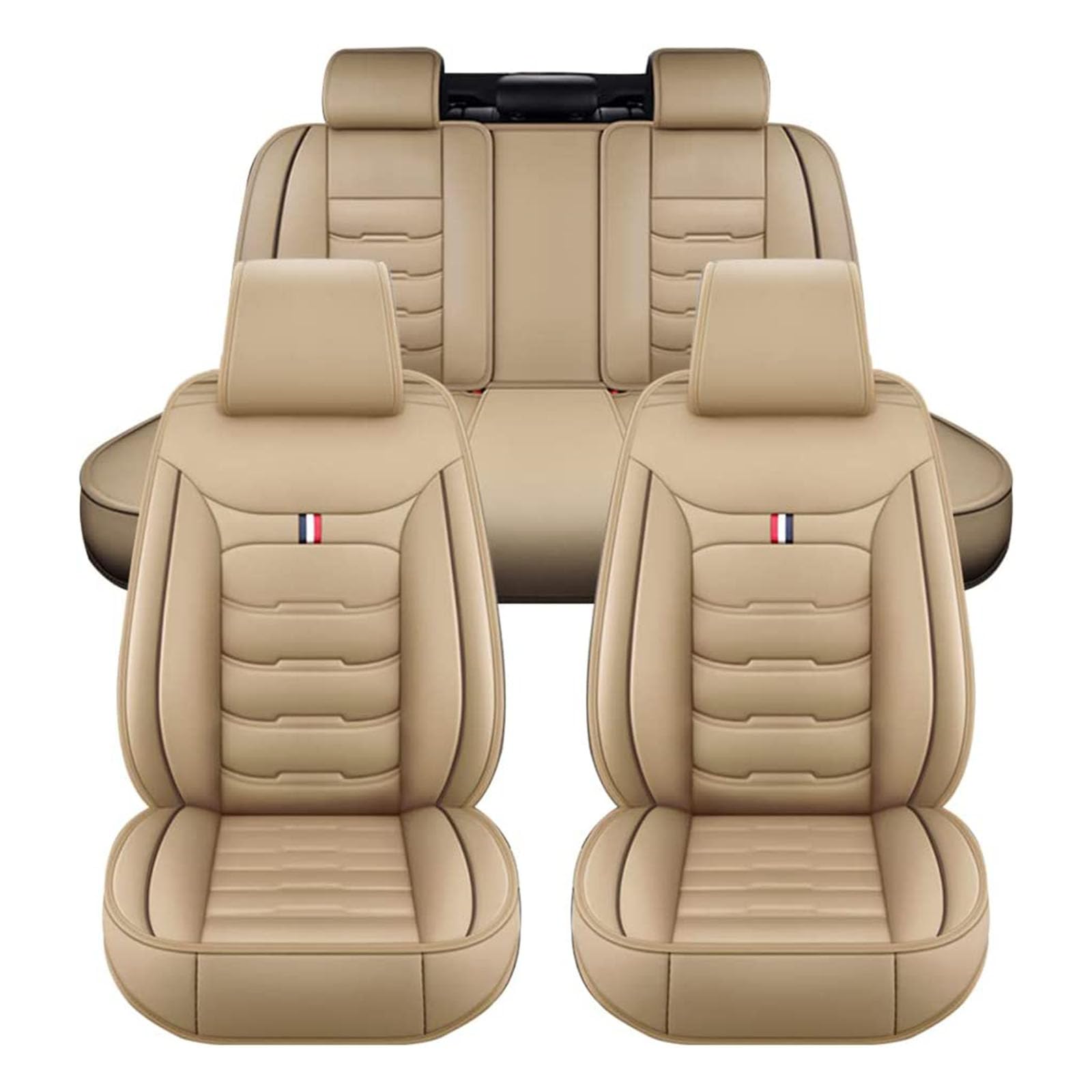 HDAJDWA Auto Sitzbezüge Set für Hyundai Veracruz 2007-2012 5seats, 5 Sitzer Sitzschoner rutschfest, Wasserdichter Autositzschutzbezug aus PU Leder, Bequeme Autositzbezüge, D Beige von HDAJDWA