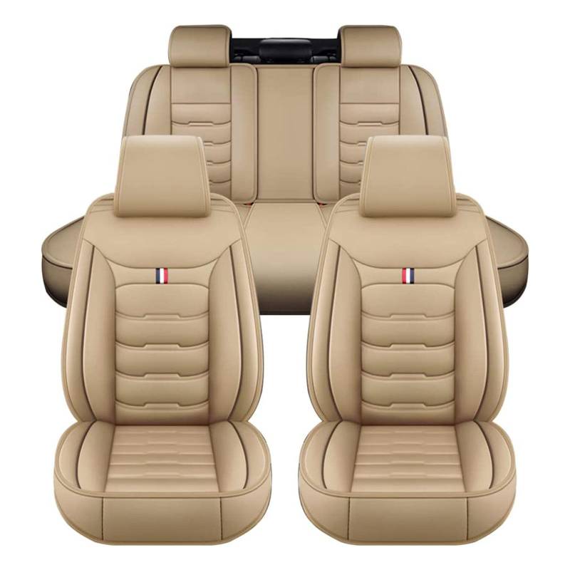 HDAJDWA Auto Sitzbezüge Set für Hyundai Veracruz 2007-2012 5seats, 5 Sitzer Sitzschoner rutschfest, Wasserdichter Autositzschutzbezug aus PU Leder, Bequeme Autositzbezüge, D Beige von HDAJDWA