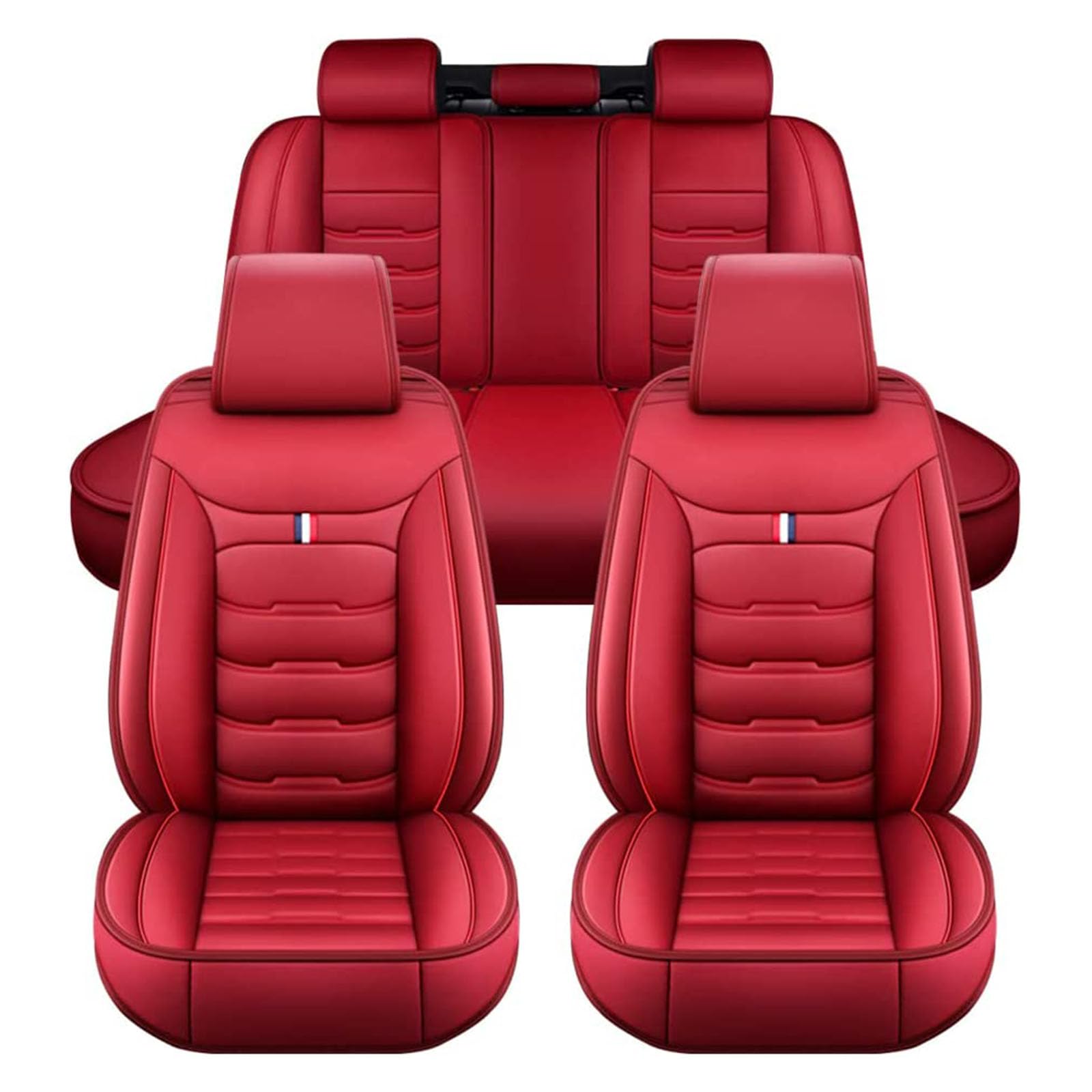 HDAJDWA Auto Sitzbezüge Set für Land Rover Range Rover Sport (L494) 5seats/2014-2021, 5 Sitzer Sitzschoner rutschfest, Wasserdichter Autositzschutzbezug aus PU Leder, Bequeme Autositzbezüge, F Red von HDAJDWA